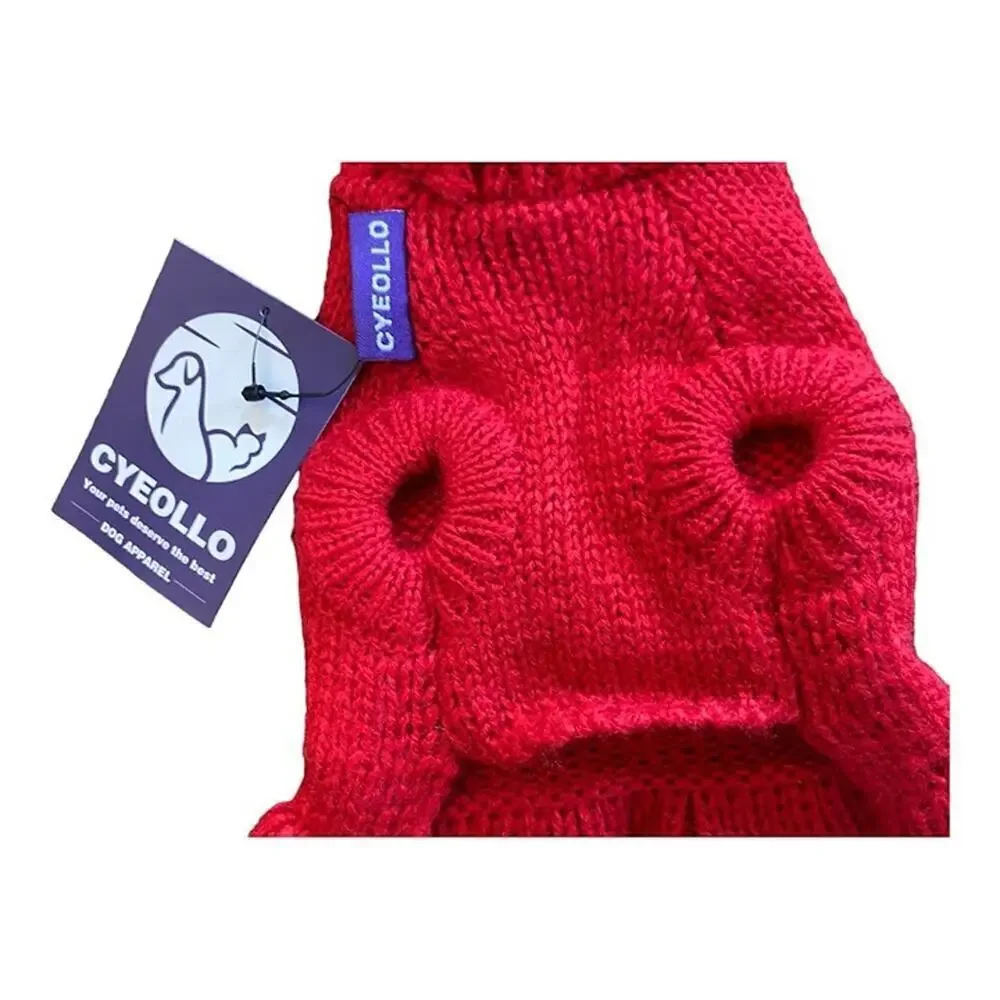 NWT Cyeollo Dog Apparel Dress Red Knit Short Sleeve Size XS Jewel Accents